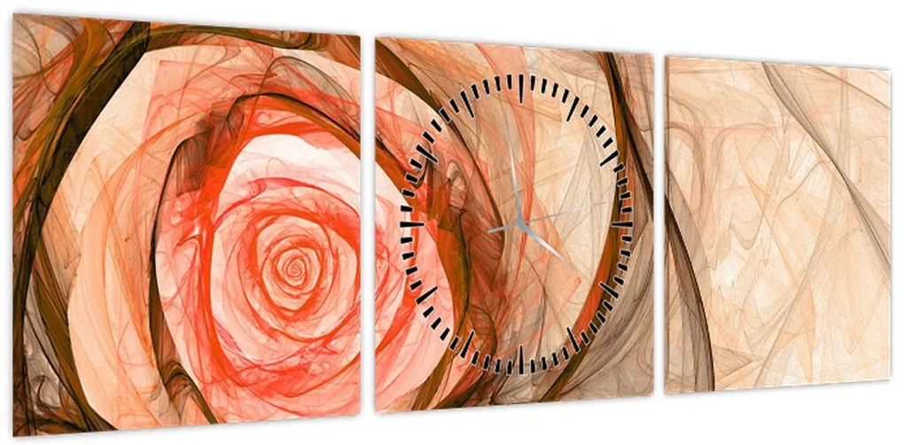 Obraz - Róża w artystycznym duchu (z zegarem) (90x30 cm)