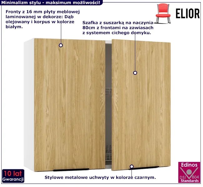 Kuchenna szafka z suszarką 80 cm dąb olejowany - Bixor 34X