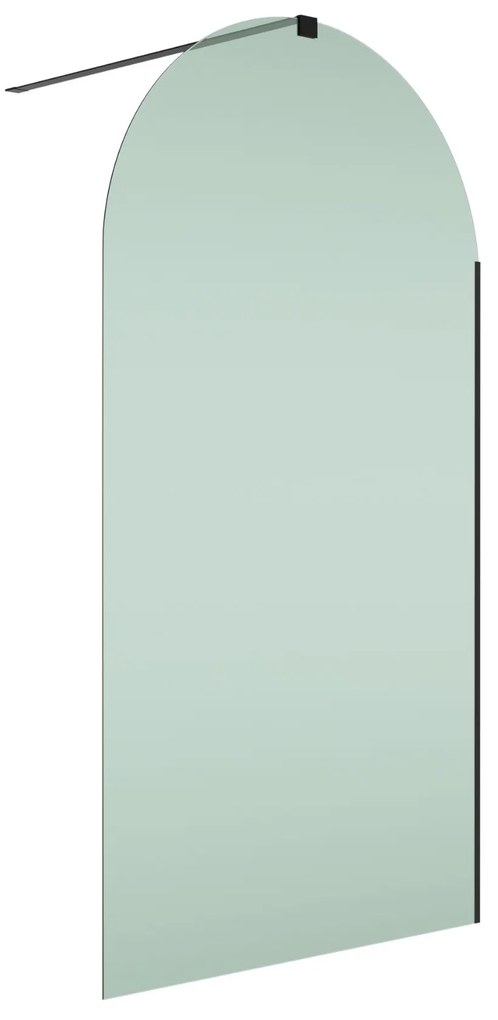 Ścianka prysznicowa WALK IN zielona 8mm półokrągła FIX MOLIS NATURE green oval MASSI I różne rozmiary : Kolor profili kabiny - czarny, Szerokość ścianki - 110 cm , Typ montażu - WALK in FIX (Do ściany)