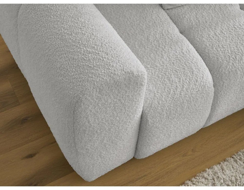 Jasnoszary rozkładany/ze schowkiem narożnik z materiału bouclé (prawostronny/z szezlongiem) Roxelane – Bobochic Paris