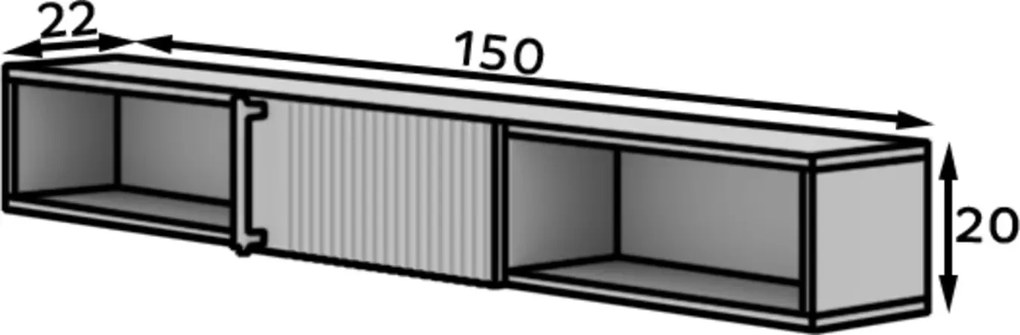 Półka z szafką RAFTT 150 cm, czarna