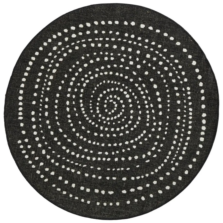Czarny dywan odpowiedni na zewnątrz NORTHRUGS Bali, Ø 140 cm