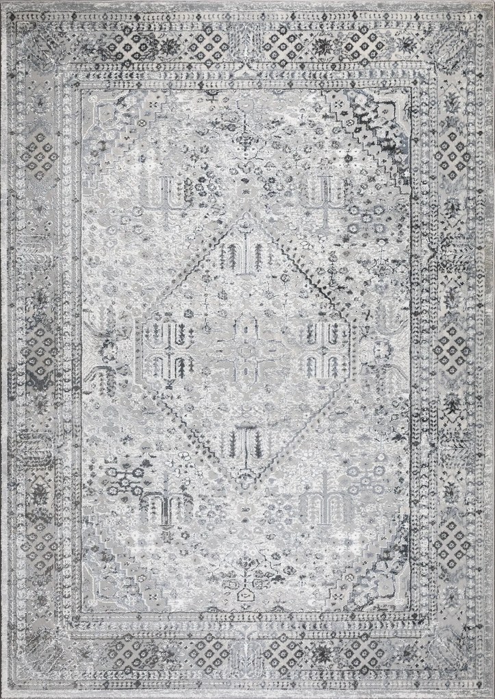 Dywan klasyczny Piero medalion szary 120 cm x 180 cm