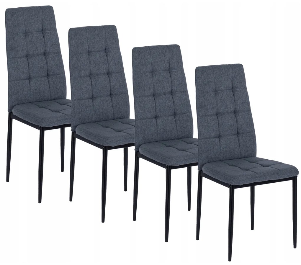 Zestaw 4x Krzesło Tapicerowane do Jadalni TEX Ciemnoszare Nowoczesne Loft