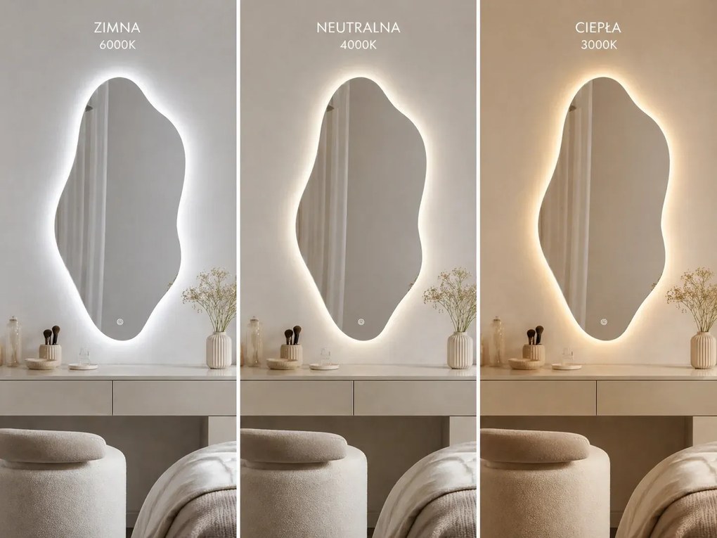 LUSTRO KAMYK LED 40x80 M-570 WŁĄCZNIK DOTYKOWY ŁAZIENKOWE Z PODŚWIETLENIEM