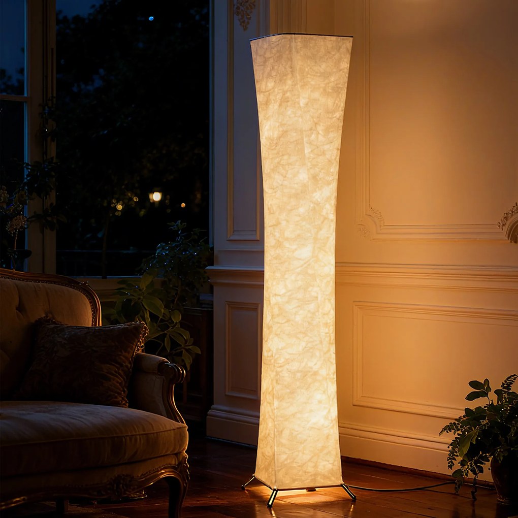 HOMCOM Lampa stojąca z kloszem w stylu papieru, przełącznik nożny, 3 poziomy jasności, biały