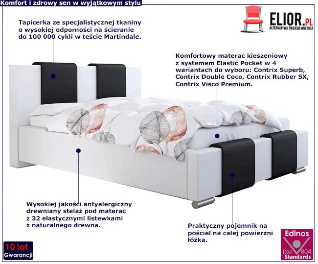 Tapicerowane łóżko z pojemnikiem 160x200 Lamar 2X Sentopia 4X