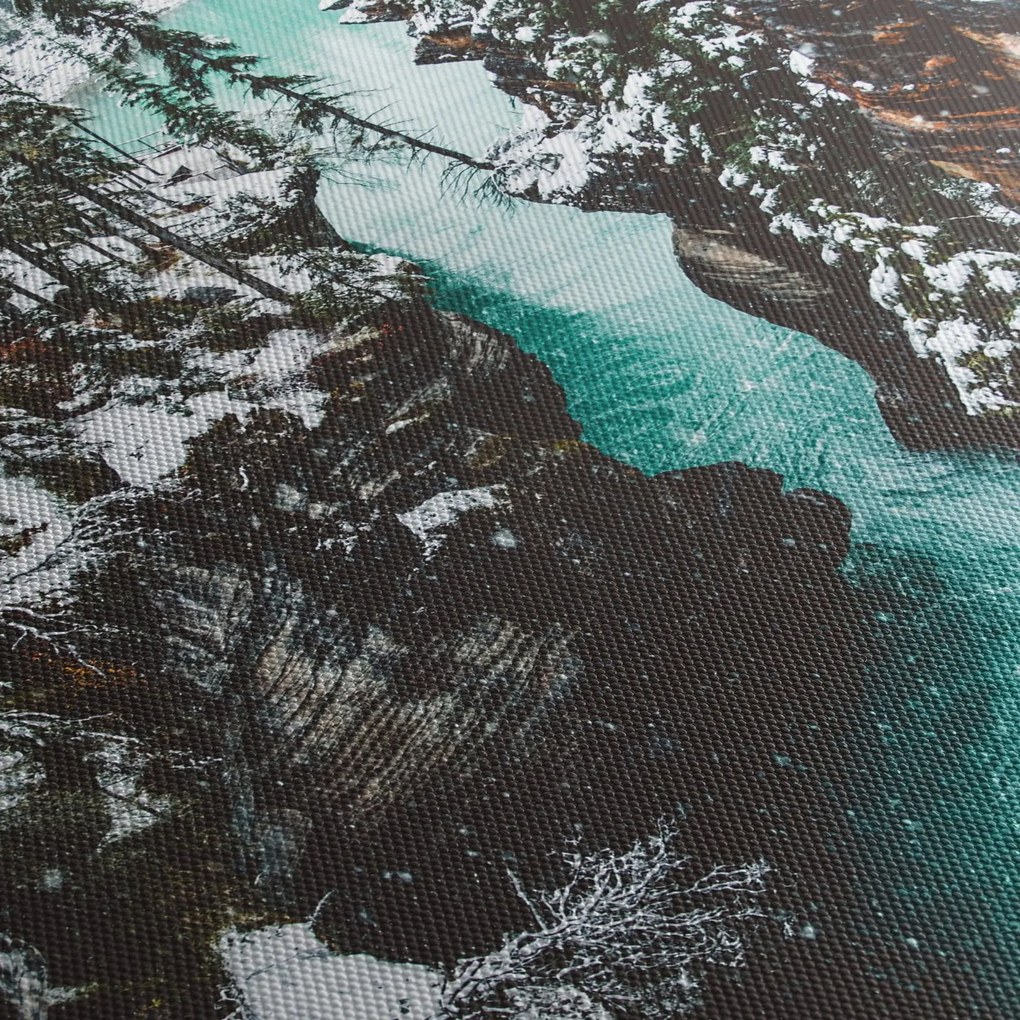 Obraz - górska rzeka zimą (125x70 cm)