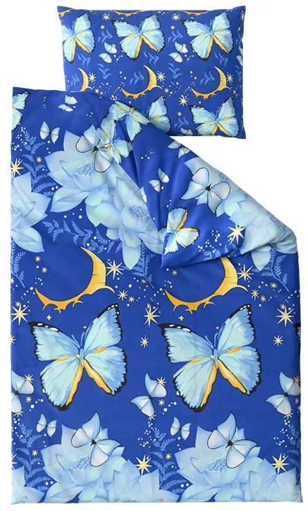 PrzytulneMieszkanie.pl PrzytulneMieszkanie.pl Bawełniana pościel BLUE BUTTERFLY ciemnoniebieska Rozmiar pościeli: 70 x 90 cm | 140 x 200 cm