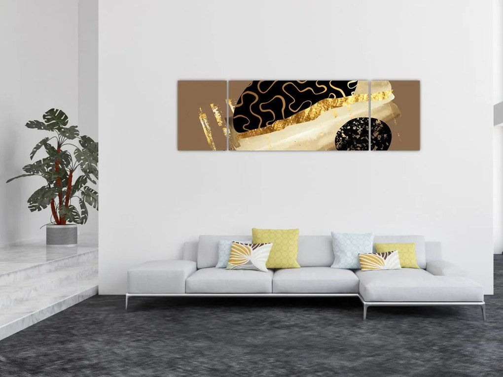 Obraz - Abstrakcja złotobrązowy N⁰3 (170x50 cm)