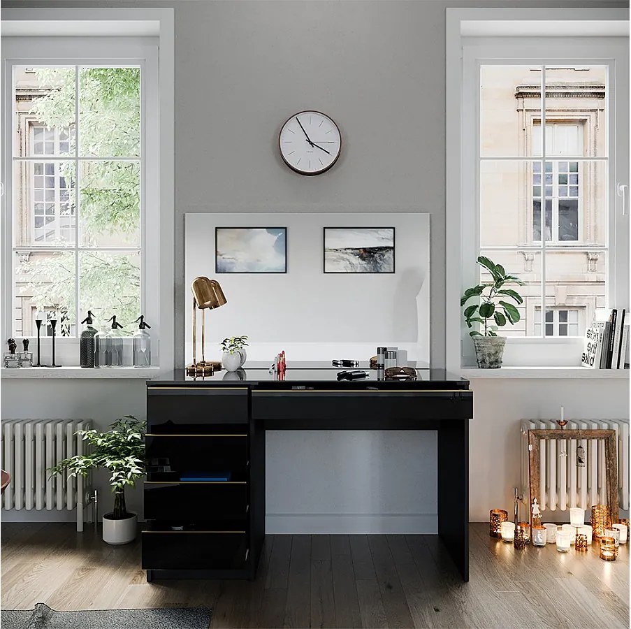 Toaletka czarny/złoty 120x55x75 sherry