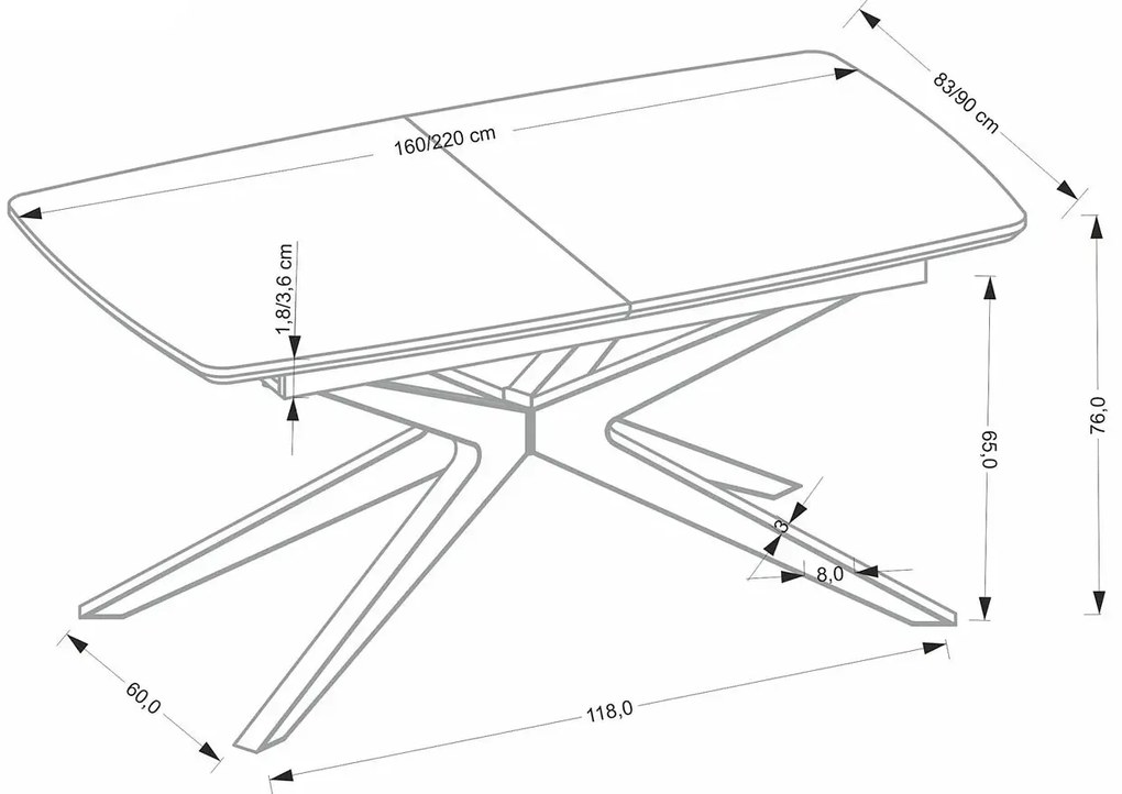 Nowoczesny rozkładany stół do jadalni R8-S95