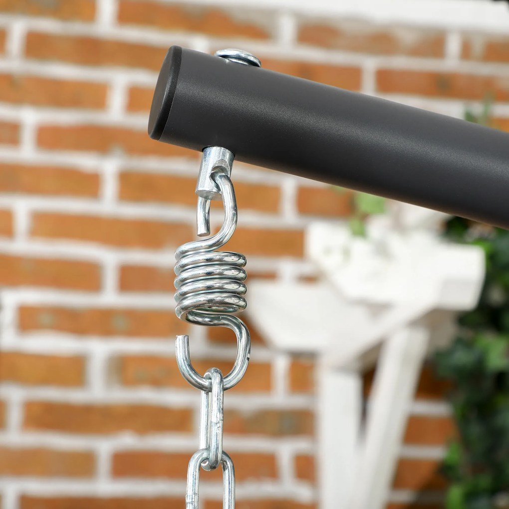 Outsunny Wiszący Fotel Ogrodowy, Odporny na Warunki Pogodowe, z 1 Poduszką, 100 cm x 131 cm x 194 cm, Jasnoszary