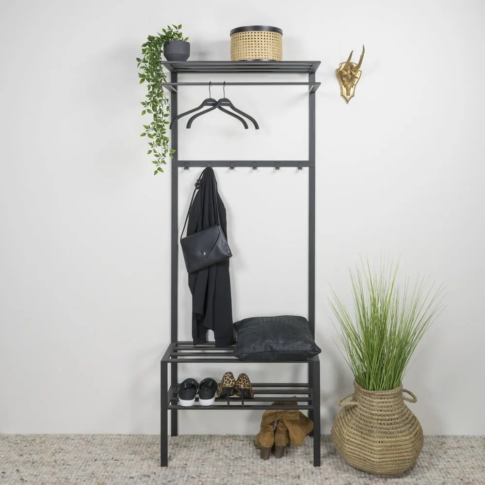 Czarny metalowy zestaw do przedpokoju 70x178x29 cm Ivar – Spinder Design