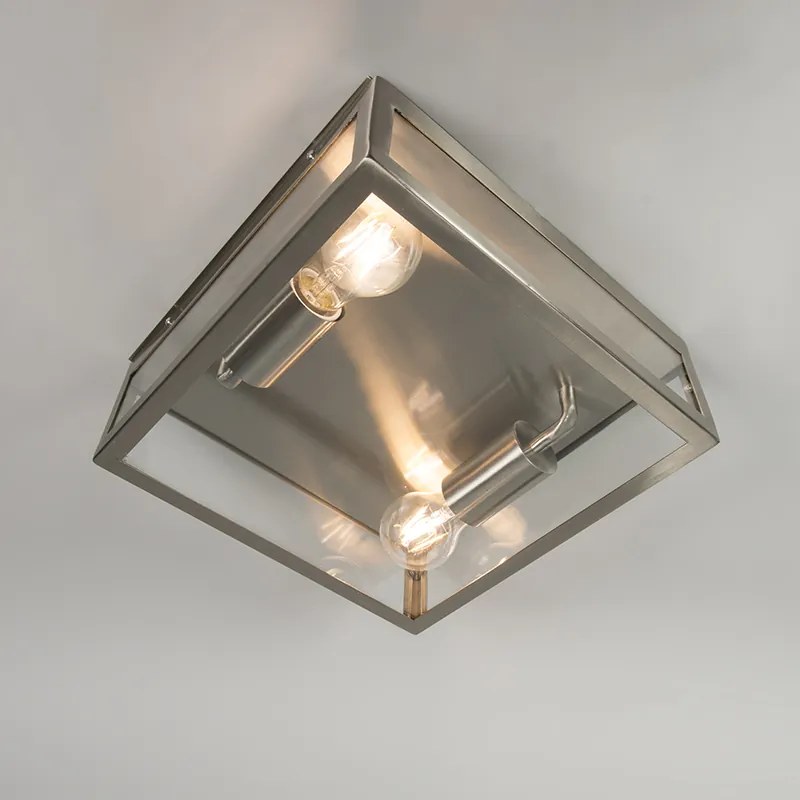 Zewnetrzna Nowoczesna kwadratowa lampa sufitowa zewnętrzna stalowa 2-światłowa - Rotterdam Nowoczesny Oswietlenie zewnetrzne