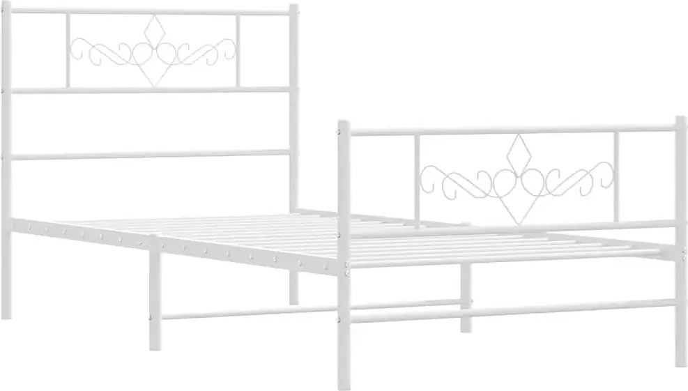 Białe metalowe łóżko jednoosobowe 100x200 cm - Radina