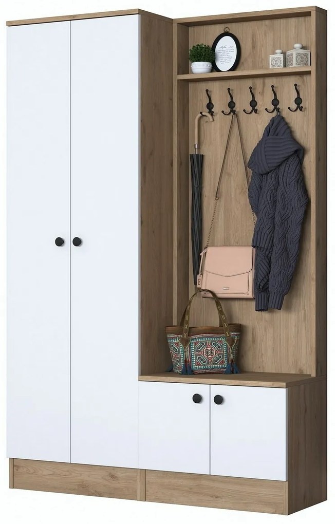 Zestaw do przedpokoju Pone White and Walnut I