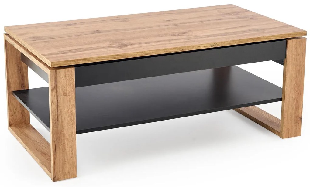 Rozkładany ławostół podnoszony blat dąb artisan/biała 120/65-92/50-72 BETTY