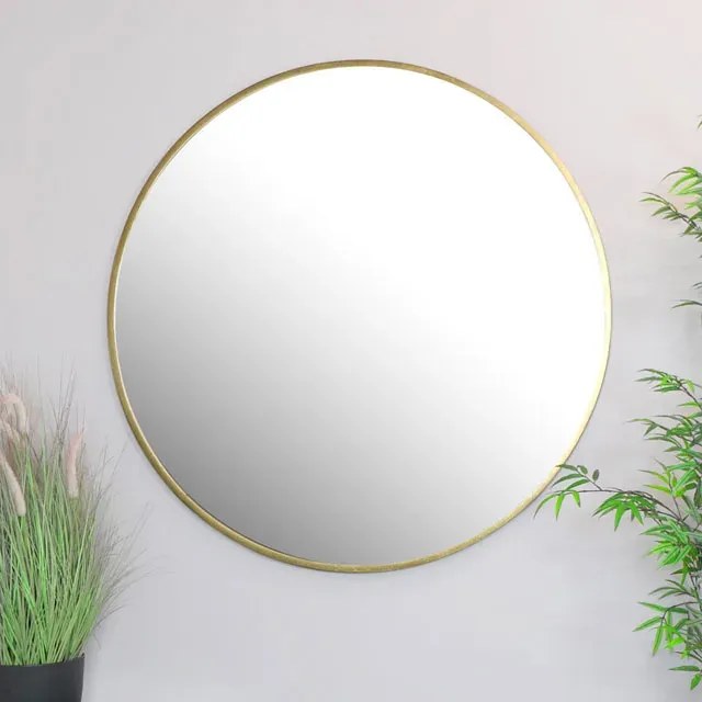 Złote okrągłe lustro w stylu glamour 60 cm - Enno