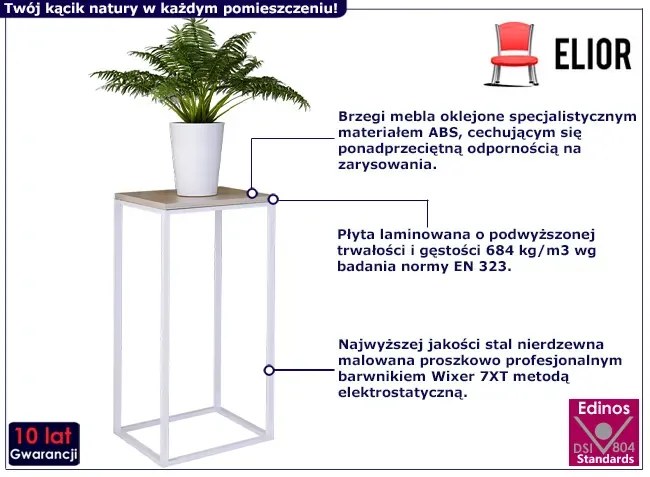 Nowoczesny stojak na kwiaty biały + dąb sonoma Lagor