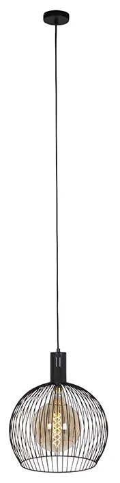 Designerska okrągła lampa wisząca czarna 40 cm - Dos Nowoczesny Oswietlenie wewnetrzne