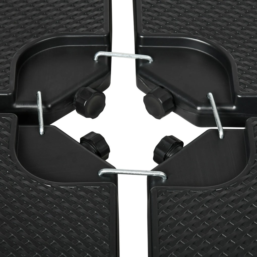 Outsunny waga na parasol ogrodowy 4-częściowa odporna na warunki atmosferyczne HDPE czarna do 80 kg piaskiem 60 kg wodą | Aosom PL