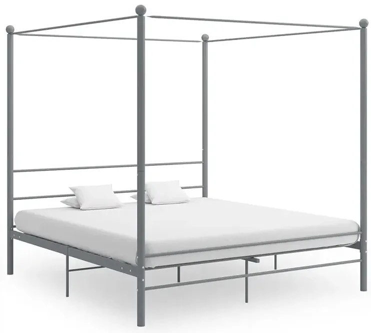 Szare metalowe łóżko rustykalne 180x200 cm - Aveiro