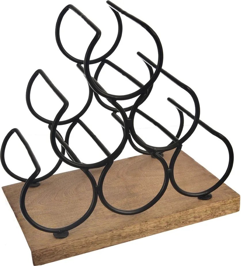 Drewniany/metalowy stojak na wino liczba butelek 6 Black – Orion