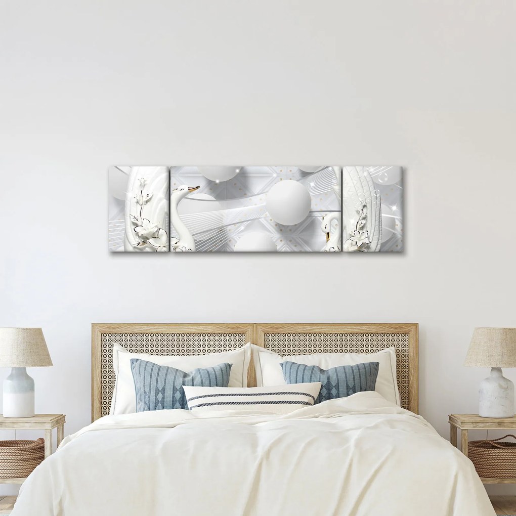 Obraz - Złoty łabędź na wodzie (170x50 cm)
