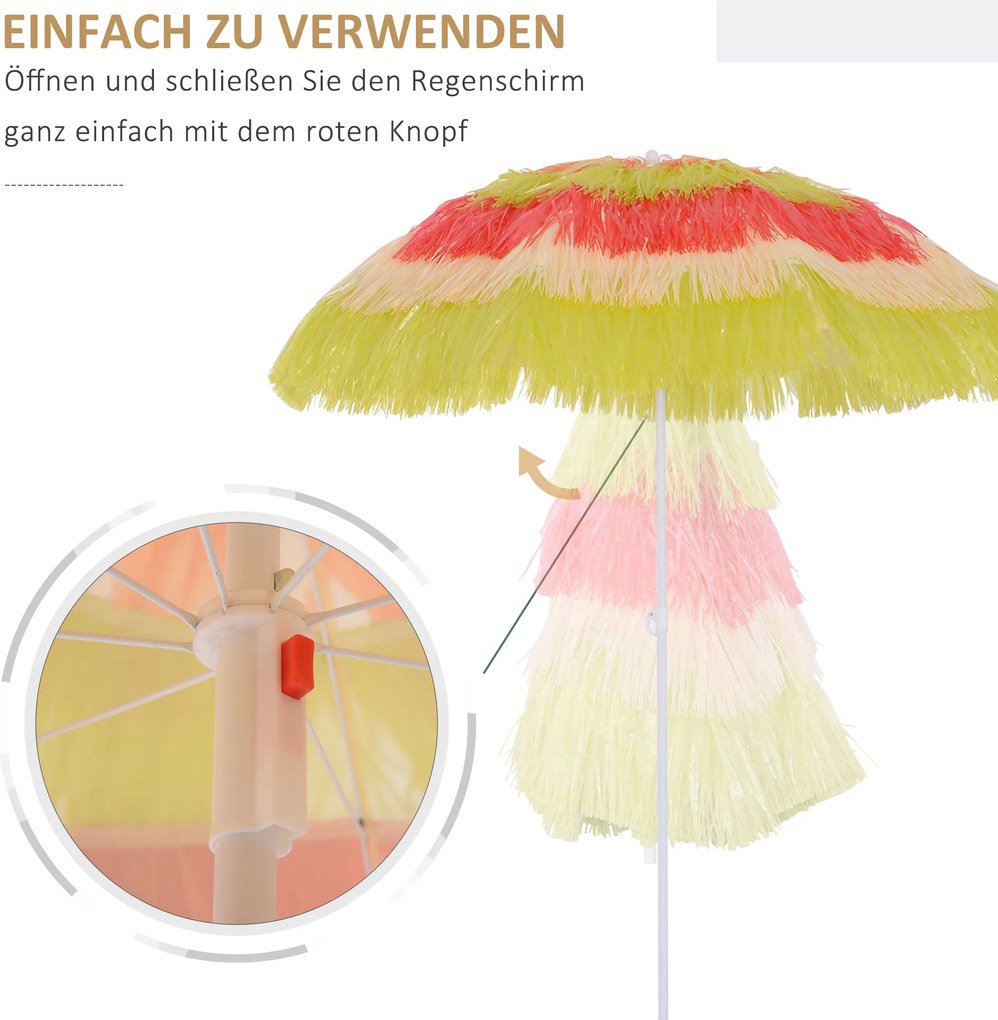 Outsunny Parasol Hawajski Plażowy Imprezowy Ogrodowy Ø160cm Kolorowy 4 Modele | Aosom PL