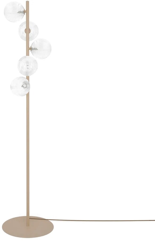 Beżowa lampa podłogowa Tesoro z 5 kulistymi kloszami