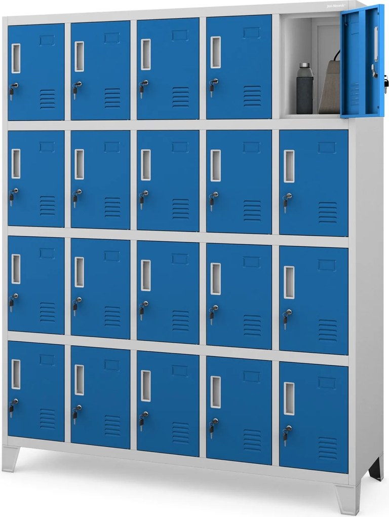 Szafa BHP 20-skrytkowa 136x45x172 cm Robert, szary/niebieski