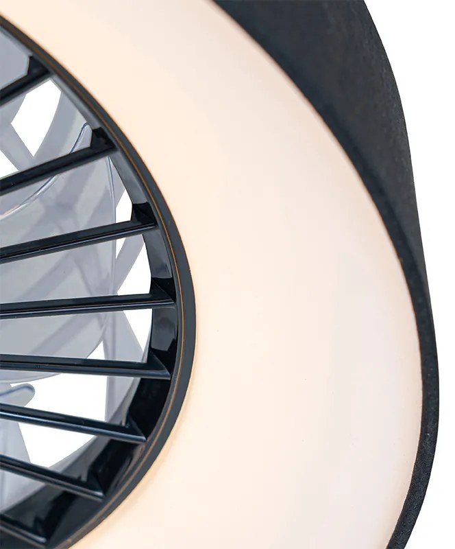 Wentylator sufitowy z lampą czarny 47 cm z LED z możliwością ściemniania z pilotem - Emily Nowoczesny Oswietlenie wewnetrzne