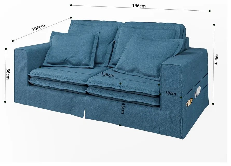 Niebieska sofa 196 cm Nora – Ropez