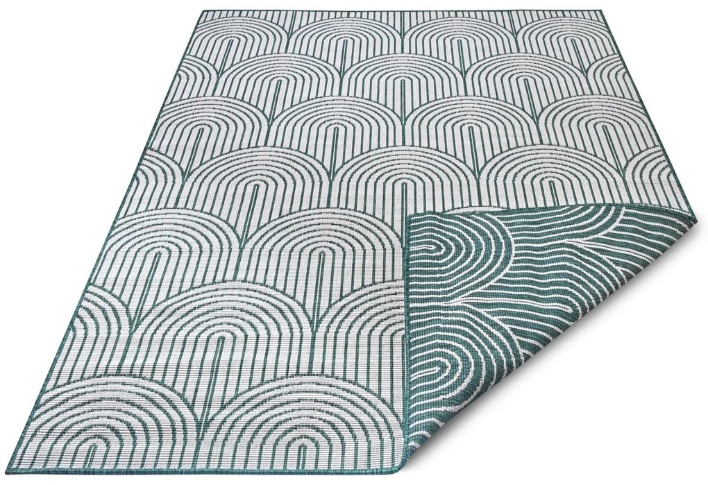 Dywan zewnętrzny dwustronny Pangli zielono-kremowy 120 cm x 170 cm