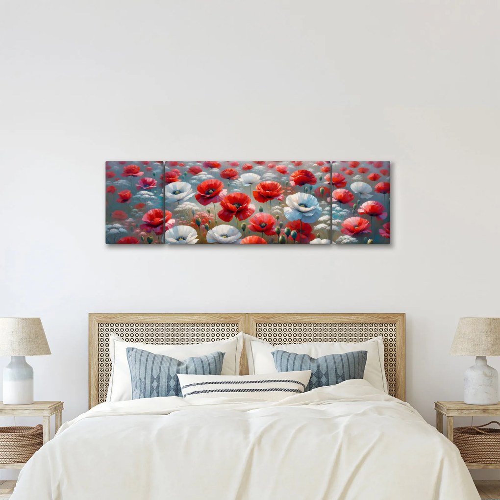Obraz - Pole maków (170x50 cm)