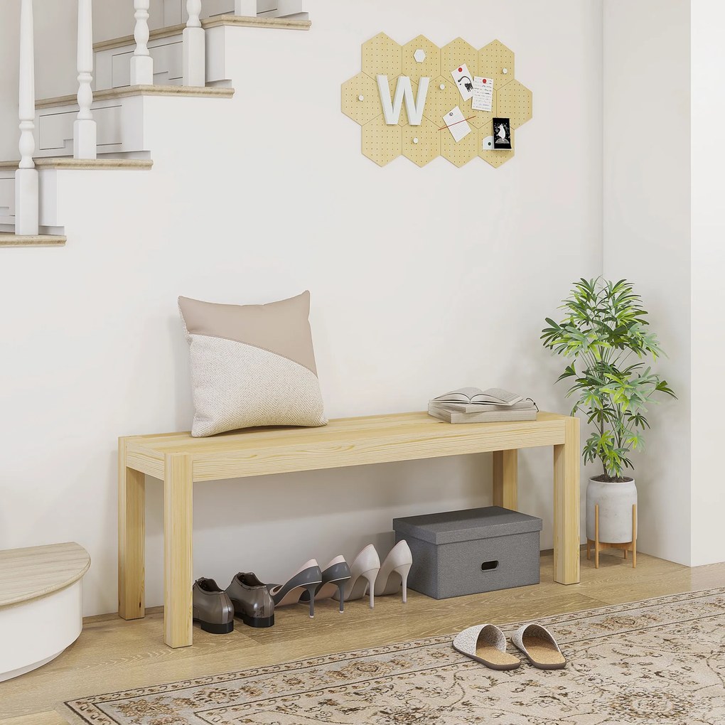 HOMCOM Drewniana ławka kuchenna 3-osobowa z drewna sosnowego 120x33x45 cm naturalny kolor | Aosom PL