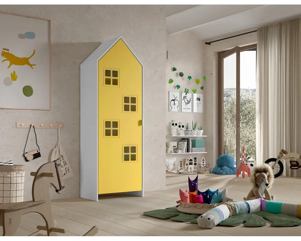 Żółta/biała szafa dziecięca 58x172x37 cm Casami Bruges – Vipack