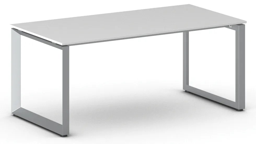 Biurko PRIMO INSPIRE, 180x90 cm, szaro-srebrna podstawa, biały