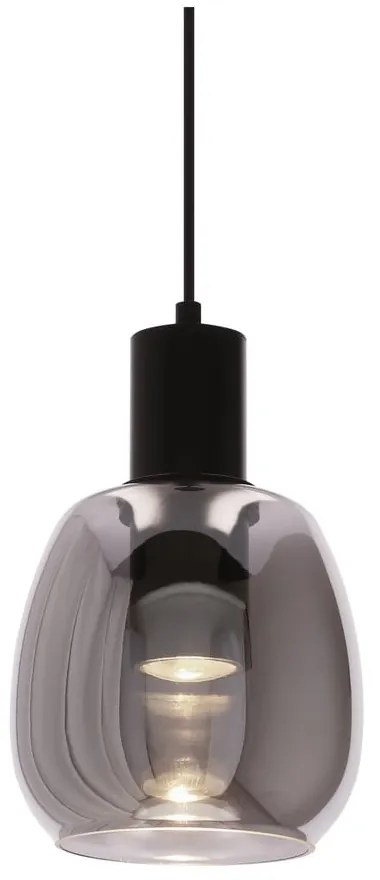 Ciemnoszara lampa wisząca ze szklanym kloszem ø 16 cm Udin – Candellux Lighting