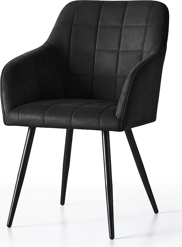 Zestaw 4 czarnych krzeseł welurowych K2-M38