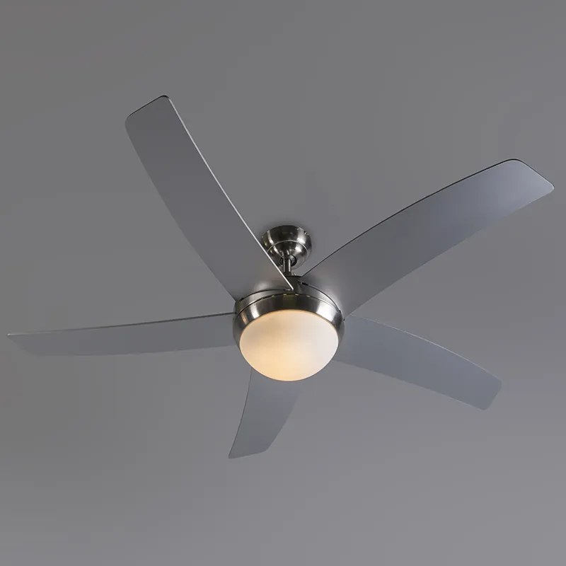 Wentylator sufitowy z lampa i pilotem stalowy 132 cm ze zdalnym sterowaniem - CoolDesignerski Oswietlenie wewnetrzne