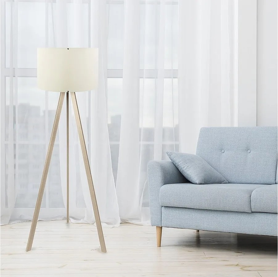 Lampa podłogowa – 38 x 140 cm – kremowo-dąbowa – 70% MDF i 30% PVC
