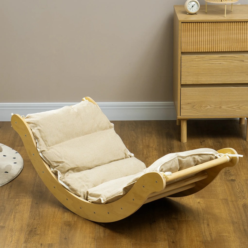 AIYAPLAY Zestaw wspinaczkowy dla dzieci, design 4 w 1 z mostkiem łukowym, huśtawką, poduszką, rampą zjeżdżalnią, do użytku wewnętrznego, Drewno