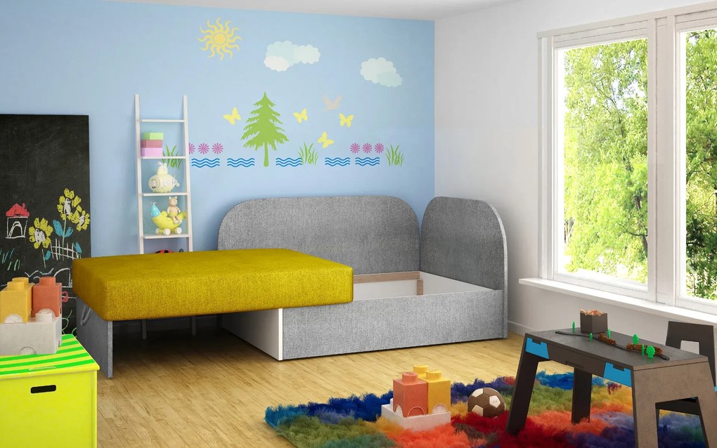 Sofa rozkładana z funkcją spania ROSA szara/niebieska ELTAP