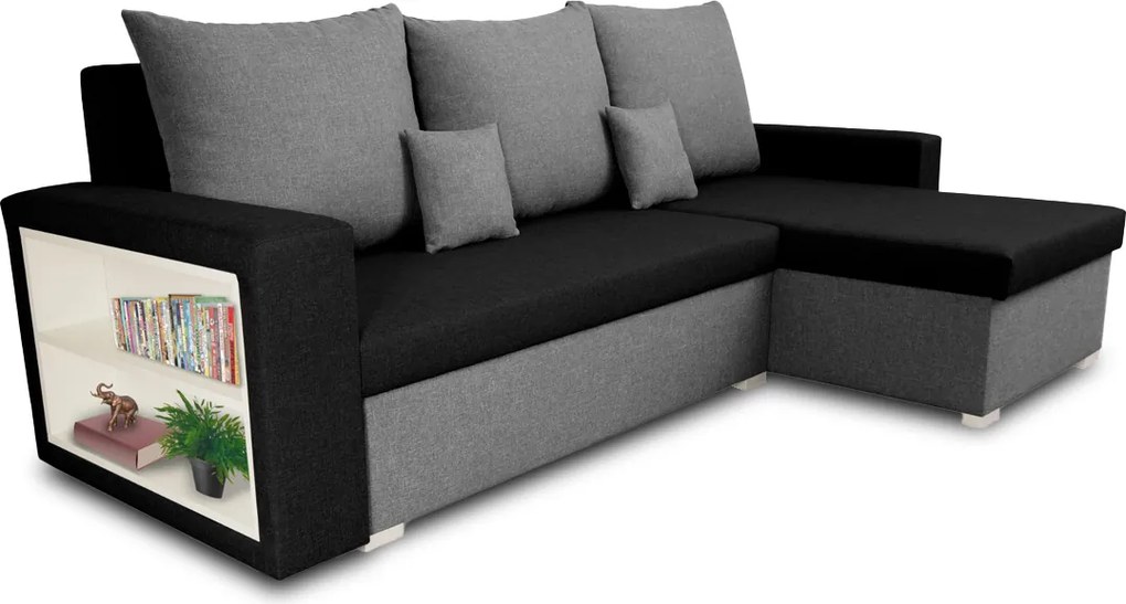 Narożnik z funkcją spania SAM1 Czarny/Jasny szary