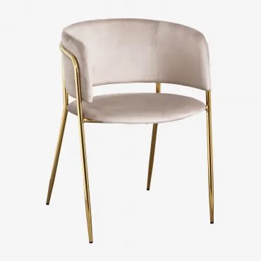 Krzesło Do Jadalni Tapicerowane Nalon Goud & Aksamitny Jasny Szary Taupe & Terciopelo - Sklum