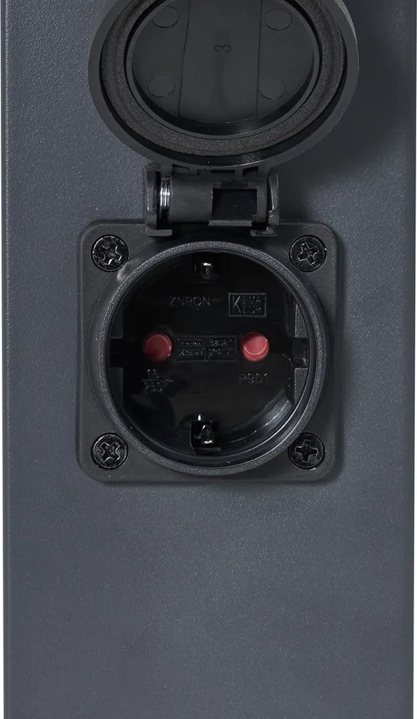 Lampa zewnętrzna ciemnoszara ze szkłem opalowym 80 cm IP44 z gniazdem i czujnikiem ruchu - Malios