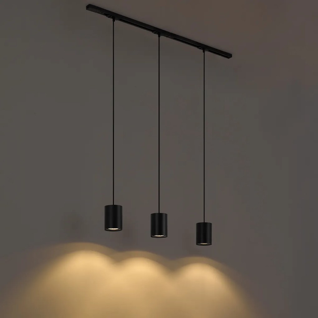Nowoczesny system szynowy z 3 lampami wiszącymi czarny 1-fazowy - Iconic Holt