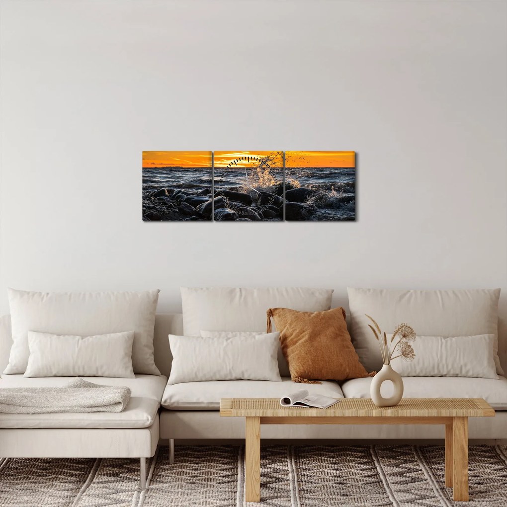 Obraz morza (z zegarem) (90x30 cm)